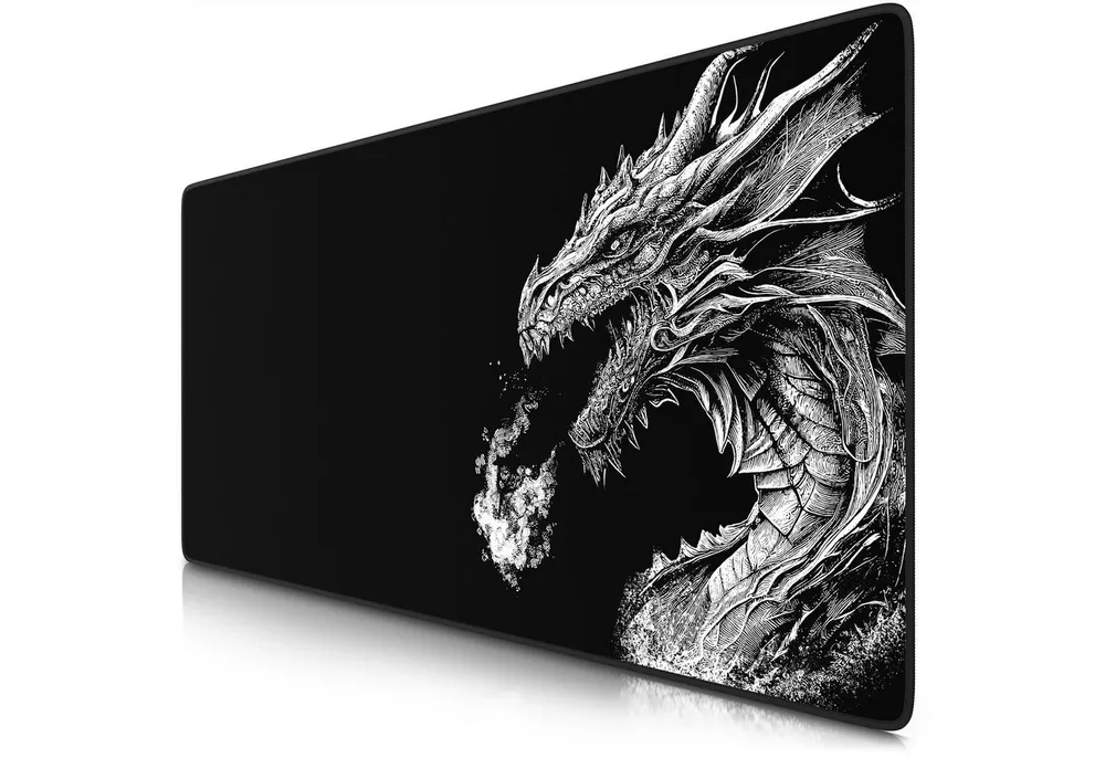 Titanwolf Gaming Mauspad XXL Speed Mousepad 900 x 400 x 3 mm, Schreibtischauflage, abwaschbar, rutschfeste Rückseite, Geschwindigkeit & Präzision, Black Dragon
