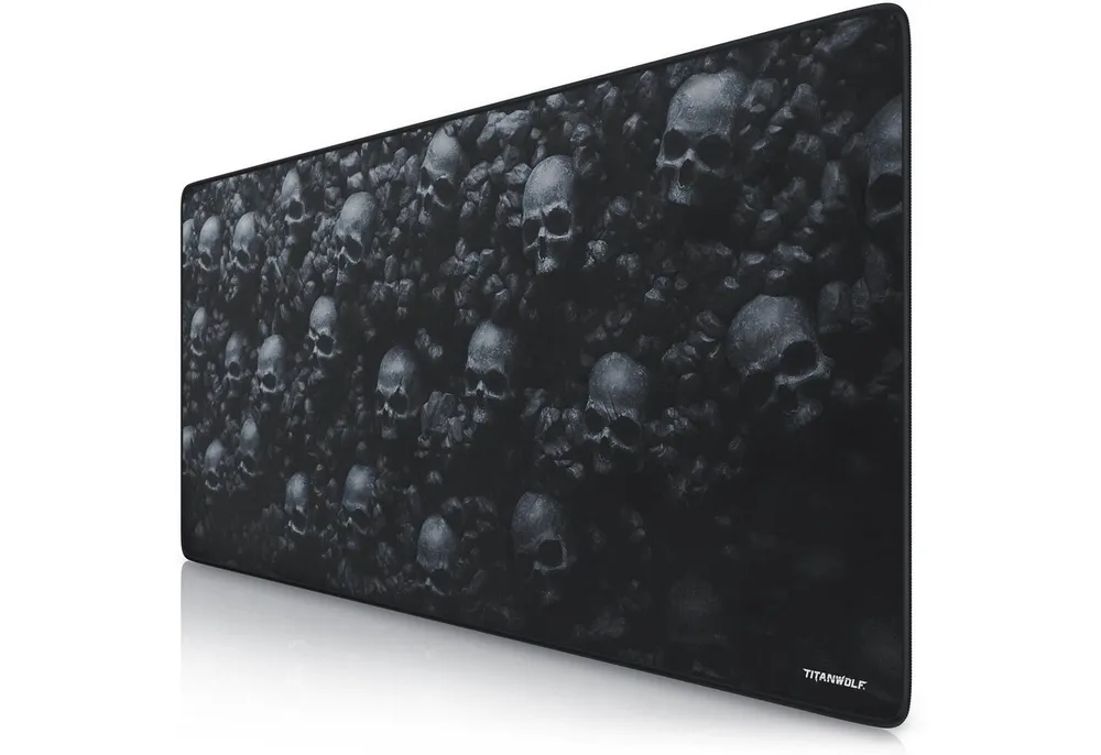 Titanwolf Gaming Mauspad XXL Speed Mousepad 900 x 400 x 3 mm, große Tischunterlage, rutschfest, abwaschbar, Geschwindigkeit & Präzision, Skulls
