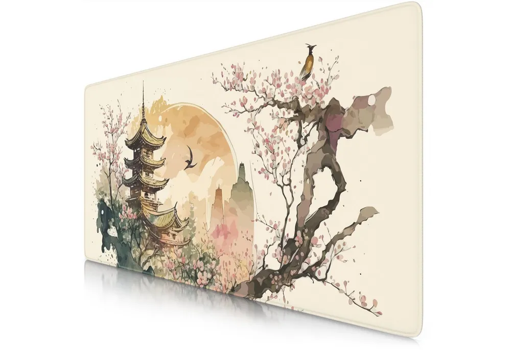 Titanwolf Gaming Mauspad XXL Speed Mousepad 900 x 400 x 3 mm, Schreibtischauflage, abwaschbar, rutschfest, Geschwindigkeit & Präzision, Japan Ink Painting Colour