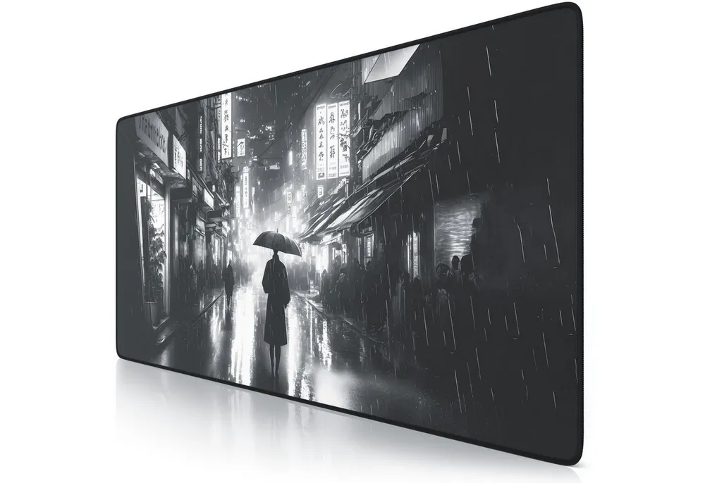 Titanwolf Gaming Mauspad XXL Speed Mousepad 900 x 400 x 3 mm, Schreibtischauflage, abwaschbar, rutschfeste Rückseite, Geschwindigkeit & Präzision, Sumi-e Flower