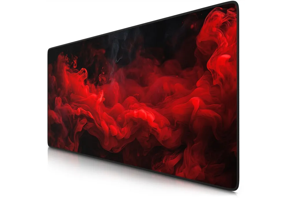Titanwolf Gaming Mauspad XXL Speed Mousepad 900 x 400 x 3 mm, Schreibtischauflage, abwaschbar, rutschfeste Rückseite, Geschwindigkeit & Präzision, Red Smoke