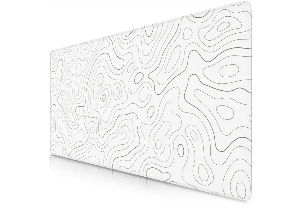 Titanwolf Gaming Mauspad XXL Speed Mousepad 900 x 400 x 3 mm, Schreibtischauflage, abwaschbar, rutschfeste Rückseite, Geschwindigkeit & Präzision, Topography white