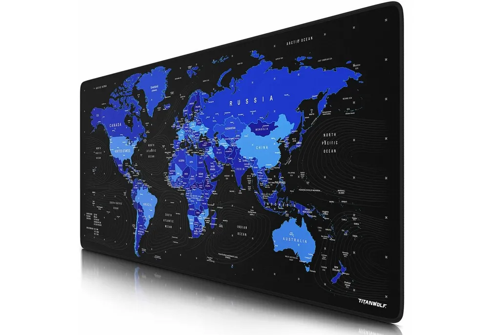 Titanwolf Gaming Mauspad XXL Speed Mousepad 900 x 400 x 3 mm, große Tischunterlage, rutschfest, abwaschbar, Geschwindigkeit & Präzision, Welktarte blau