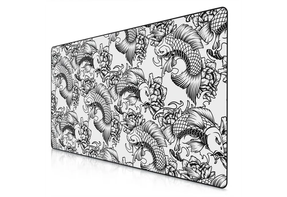 Titanwolf Gaming Mauspad XXXL Speed Mousepad 1200 x 600 x 3 mm, große Schreibtischauflage, rutschfest, abwaschbar, Geschwindigkeit & Präzision, Koi Tattoo 2