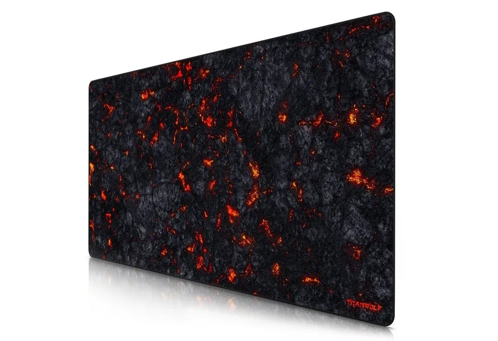 Titanwolf Gaming Mauspad XXXL Speed Mousepad 1200 x 600 x 3 mm, große Tischunterlage, rutschfest, abwaschbar, Geschwindigkeit & Präzision, Lavamotiv