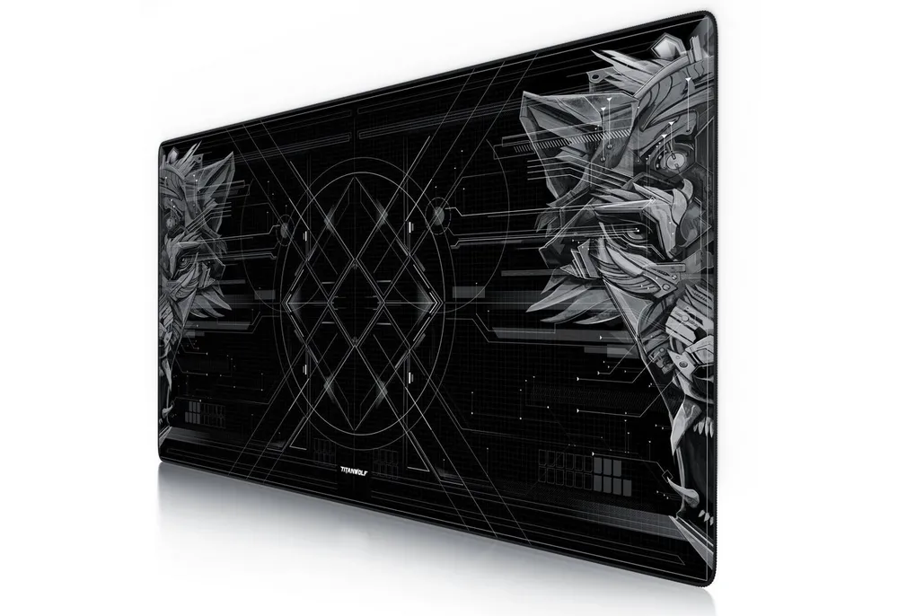 Titanwolf Gaming Mauspad XXXL Speed Mousepad 1200 x 600 x 3 mm, große Tischunterlage, rutschfest, abwaschbar, Geschwindigkeit & Präzision, Doppelwolf