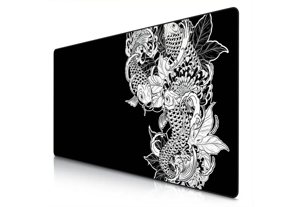 Titanwolf Gaming Mauspad XXXL Speed Mousepad 1200 x 600 x 3 mm, große Schreibtischauflage, rutschfest, abwaschbar, Geschwindigkeit & Präzision, Koi Tattoo 3