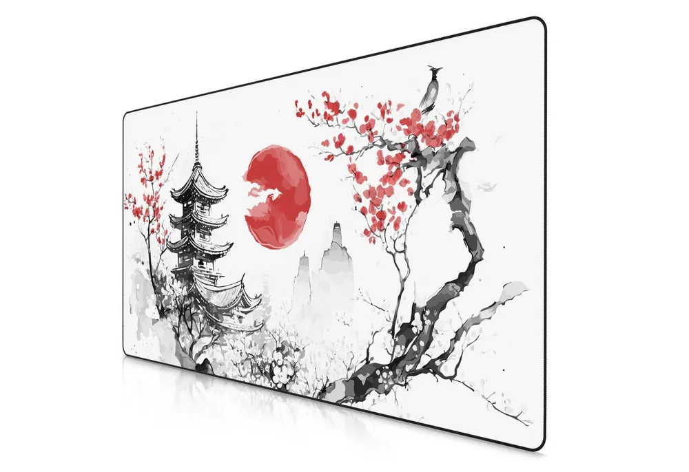 Titanwolf Gaming Mauspad XXXL Speed Mousepad 1200 x 600 x 3 mm, große Schreibtischauflage, rutschfest, abwaschbar, Geschwindigkeit, Präzision, Japan Ink Painting