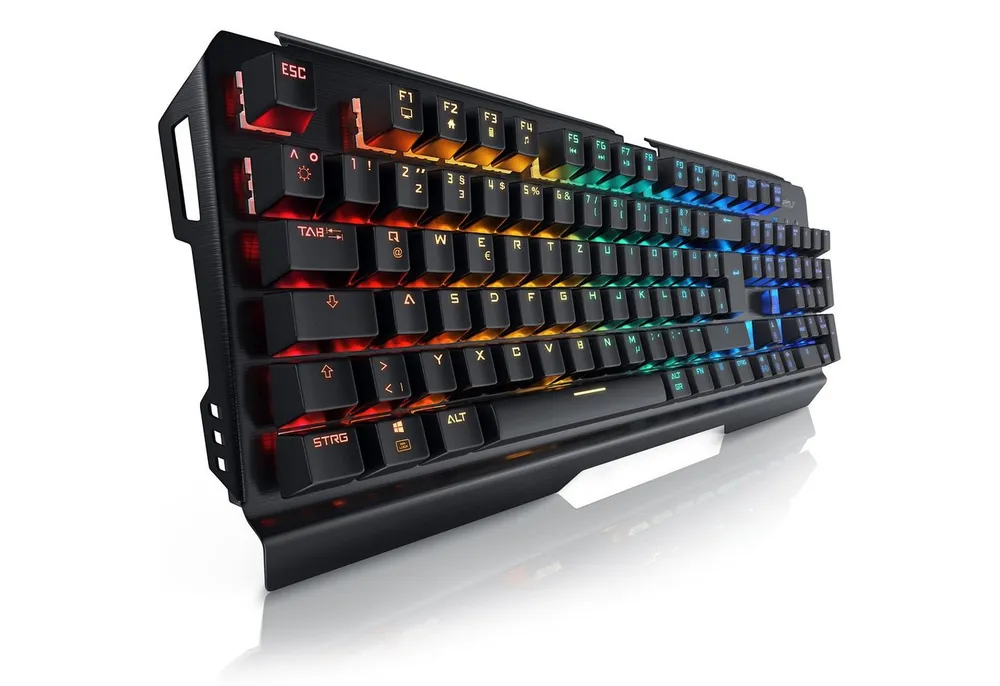 Titanwolf mechanisches Keyboard, Anti-Ghosting, Kailh Blue, LED-Beleuchtung Gaming-Tastatur (QWERTZ-Layout DE mit 105 Tasten, volles Key Rollover, RBG 18 Lichtmodi)