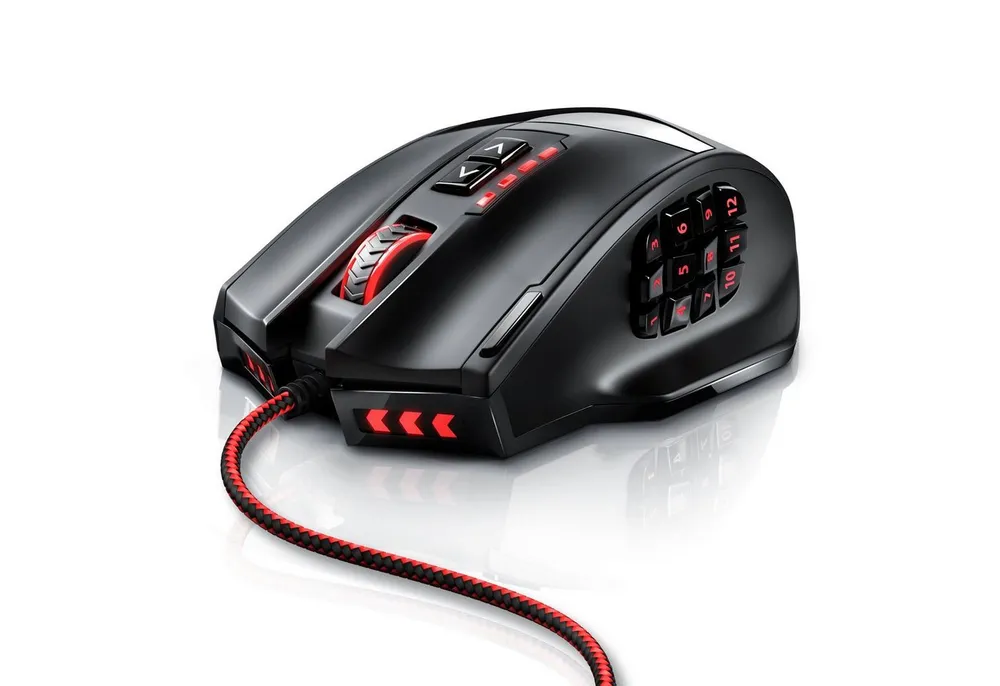 Titanwolf USB MMO Mouse mit 16400dpi, 18 programmierbare Tasten, LED Gaming-Maus (kabelgebunden, 1000 dpi, Konfigurierbare Farb-Beleuchtung, Avago Sensor, ergonomisches Design)