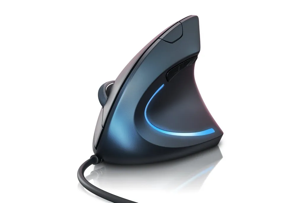 Titanwolf Vertikalmaus, optisch, USB, kabelgebunden, Armschonend, 1600 dpi ergonomische Maus (kabelgebunden, Vorbeugung von Mausarm / Tennisarm (RSI Syndrom) für Windows und Mac)