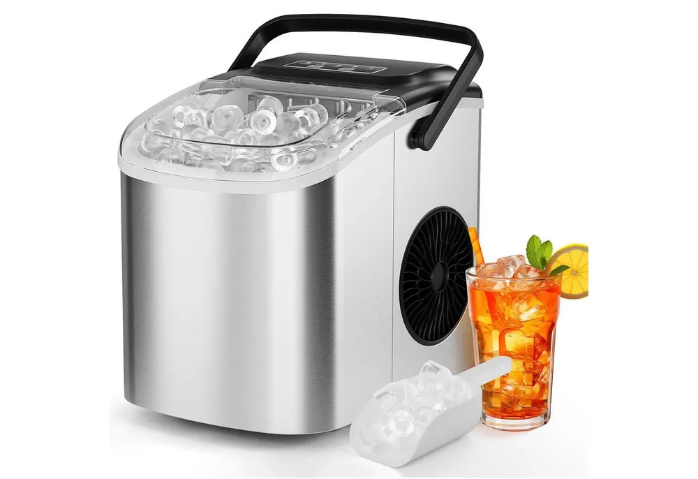 TLGREEN Eiswürfelmaschine,Eismaschine Tragbar – 9 Eiswürfel in 6 Min, mit Automatischer Reinigung, Ideal für Cocktails,Camping & Büro