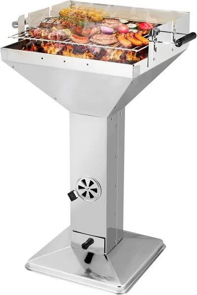 TLGREEN Standgrill Edelstahl, Holzkohle Trichtergrill, Portable Campinggrill, Holzkohlegrill, 3-fach höhenverstellbarem, Lüftungsregler