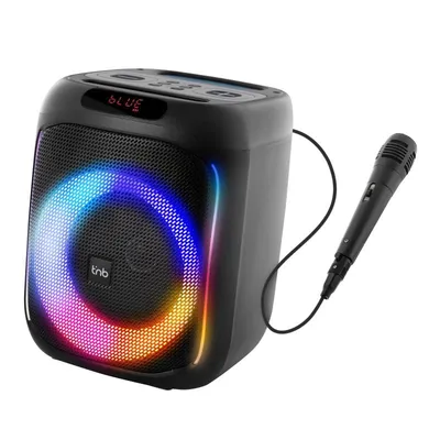Cube Blaster 40W Bluetooth 5.0 Party-Lautsprecher mit RGB-LED-Karaoke, USB, SD und Mikrofon, Schwarz