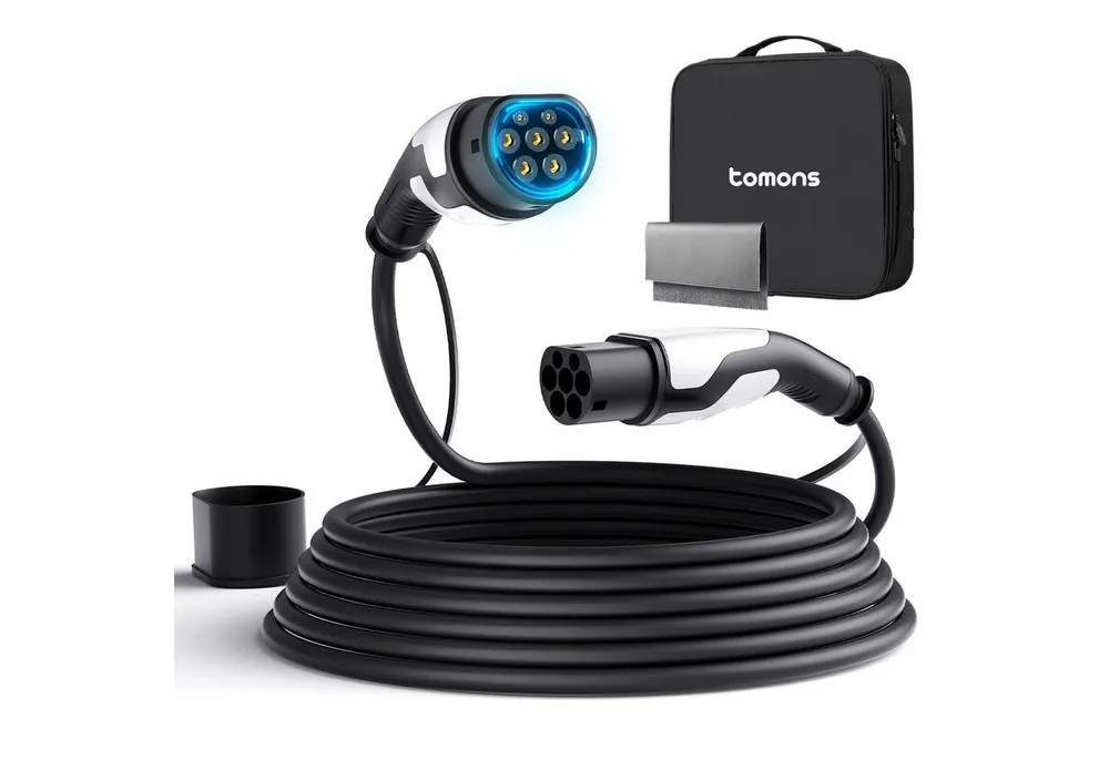 Tomons Typ 2 Ladekabel, 11KW 16A 22KW 32A, Ladekabel Elektroauto für EV/PHEV Autoladekabel, (1000 cm), IP55