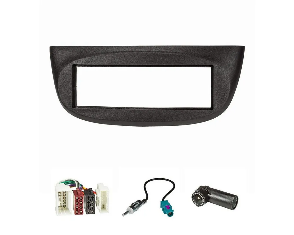 tomzz Audio Radioblende Set passt für Renault Twingo II ab Bj.2012 schwarz mit Rad Autoradio