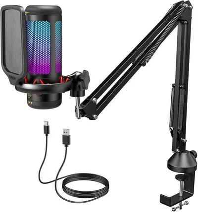 TONOR Mikrofon TONOR TC310+ RGB-Gaming-Mikrofon mit Mikrofonarm PS4/PS5