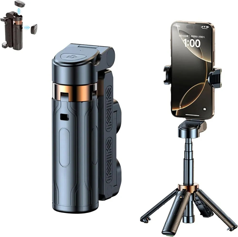 Toomoke 3 in 1 Bluetooth Selfie Stick mit Funkfernbedienung,360°Drehbar Selfiestick (1-tlg,für iPhone/Samsung/Android Smartphones,Geschenkset)