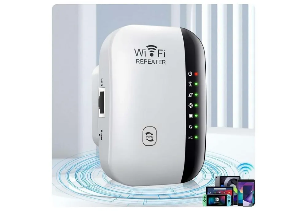 Toomoke 300Mbit/s 2.4GHz WiFi Extender Booster Repeater/AP Modus mit WPS WLAN-Repeater, Kompatibel mit allen WLAN Geräten