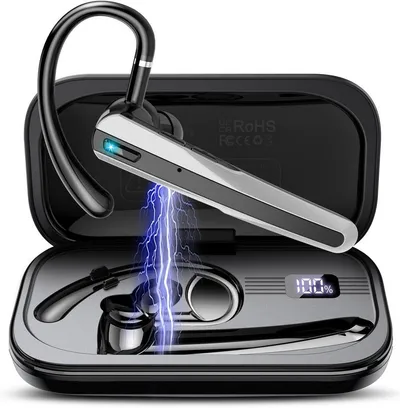 Toomoke Bluetooth Headset mit Mikrofon Ear Freisprecheinrichtung wireless In-Ear-Kopfhörer (für iPhone/Android/Laptop, Mono Ohrhörer,430mAh,IPX5 Wasserdicht,für Autofahren/Business/Büro)