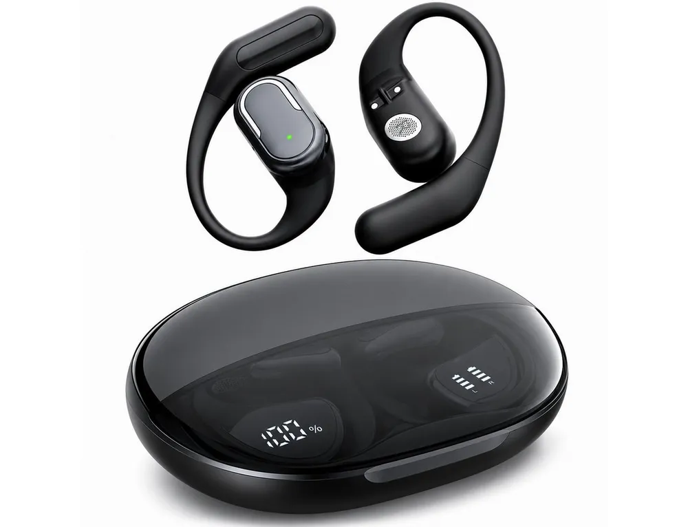 Toomoke Bluetooth Kopfhörer Kabellos, Open Ear Sport Kopfhörer mit Ohrbügel Open-Ear-Kopfhörer (Bluetooth 5.4, ENC Noise Cancelling für Anrufe, 18 mm Treiber, IPX6 Wasserdicht, 45 Std. Spielzeit, USB-C Ladecase)