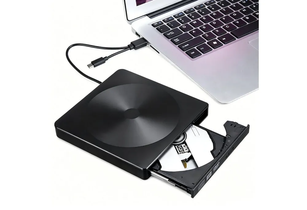 Toomoke Externes DVD-Laufwerk USB 3.0 & USB-C, CD/DVD-Player mit Brenner, DVD-Brenner (Plug & Play für Laptop/PC/Mac, tragbar mit Kabelaufbewahrung, – kompatibel mit Windows & macOS)