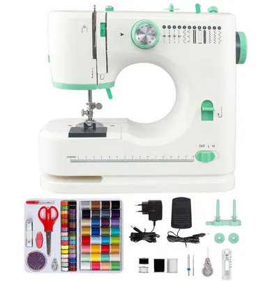 Toomoke Nähmaschine Nähmaschine Anfänger mit 12 Stichmustern Nähzubehör-Set für DIY, 12 Programme, Tragbare Elektrische Mini-Nähmaschine für Anfänger 2 Geschwindigkeiten