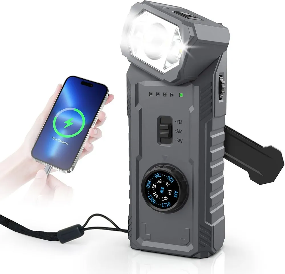 Toomoke Notfall-Radio Multi-SB (Handkurbel + USB-Stromversorgung) Notfallradio (2000 mAh Powerbank, FM/AM/SW)