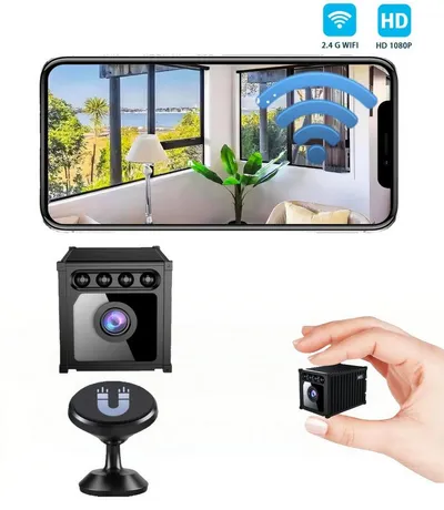 Toomoke Überwachungskamera 1080p HD Wifi Mini Kamera mit Nachtsicht&150° Weitwinkel,Indoor Kamera (innenbereich,WiFi Wireless,Cloud-Speicher, für zu Hause, im Büro, Alarm,Bewegungserkennung,Magnetische Halterung,800mah)