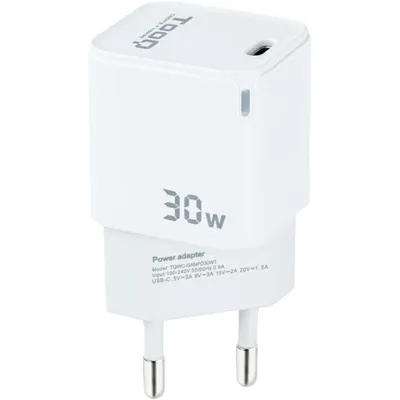 Ladegerät TooQ TQWC-GANPD30WT USB-C 30W GaN Schnellladung Weiß