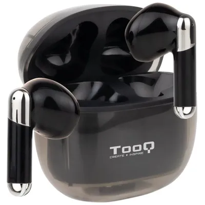 TooQ Onyx TQBWH-0054B Kabellose Bluetooth-Kopfhörer mit Ladehülle, Schwarz