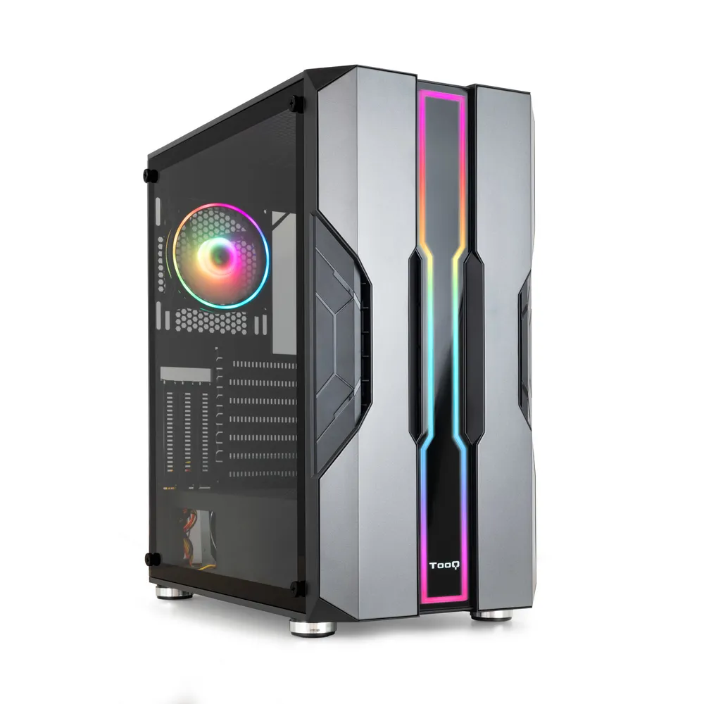 Gehäuse Nightcity Nightcity Semitorre Gaming ARGB Midi Tower Schwarz Silber PC