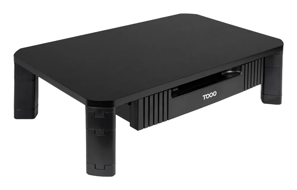TooQ TQMMPD02 Monitorständer mit Schublade/20 kg/Schwarz/480 x 300 x 130 mm/Höhenverstellung