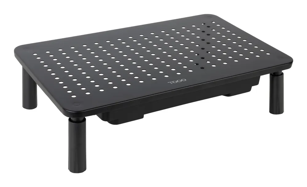 Multi-Use Monitorständer mit Schublade, Schwarz, Höhenverstellbar, 20 kg