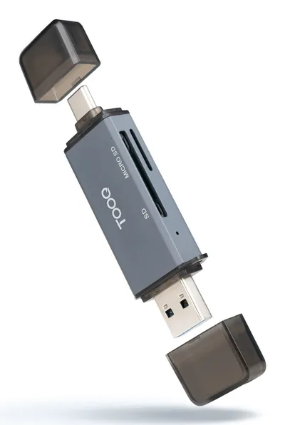 Kartenleser TooQ TQR-3001G Aluminium USB 3.0 USB-C SD/TF Grau