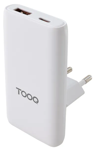 Cargador TooQ TQWC-GANSL65W1A1C GaN 65W USB-C Power Delivery USB-A Quick Charge Weiß