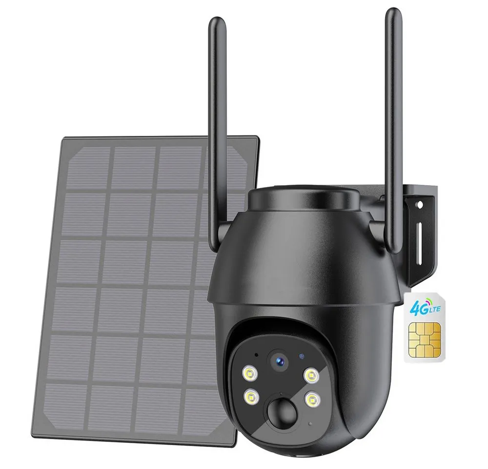 Topcony Überwachungskamera 4G LTE Überwachungskamera Aussen mit SIM Karte (Campingbus, Farm, Außenbereich, Wald, Aussen, Straße, 1-tlg., Menschenerkennung Automatische Verfolgung Cloud/TF-Speicher)
