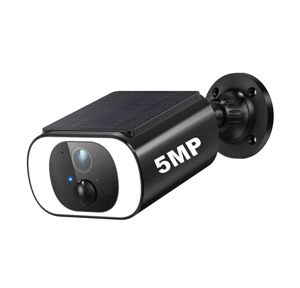 Topcony Überwachungskamera 5MP FHD Überwachungskamera Aussen Akku mit Solarpanel (Überwachung, Innenbereich Sicherheit, Aussen, Außenbereich Sicherheit, Innenbereich, Außenbereich, 100% Kabellose Kamera Überwachung Aussen Solar Flutlicht, 1-tlg., 2-Wege-Audio 2,4GHz WLAN Fernzugriff PIR-Bewegungserkennung, Farbnachtsicht Alexa-kompatibel Kamera Überwachung)