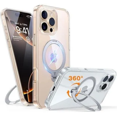 360° drehbarer Ständer für iPhone 16 Pro Gehäuse, Transparent