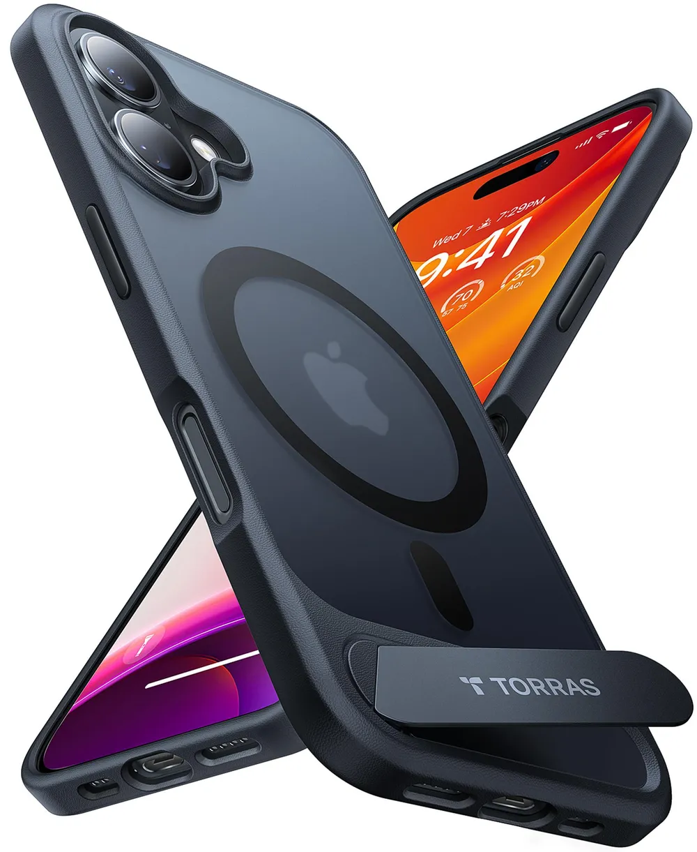 Pstand Series für iPhone 16 Black Handyhülle