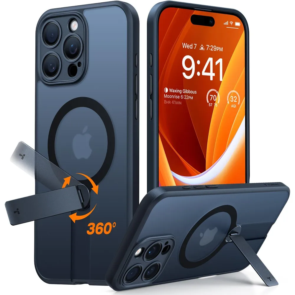 Pstand Spin Series für iPhone 16 Pro Black Handyhülle