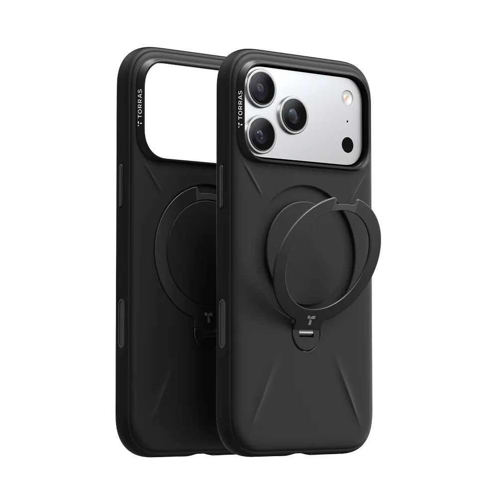 Silikon-Magnethülle mit 360° drehbarem Ständer für iPhone 17 Pro Max, Schwarz Handyhülle