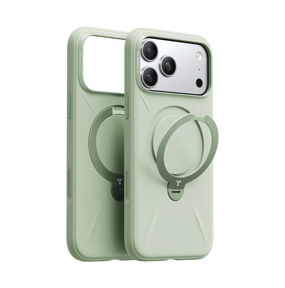 Silikon-Magnethülle mit 360° drehbarem Ständer für iPhone 17 Pro, Grün Handyhülle