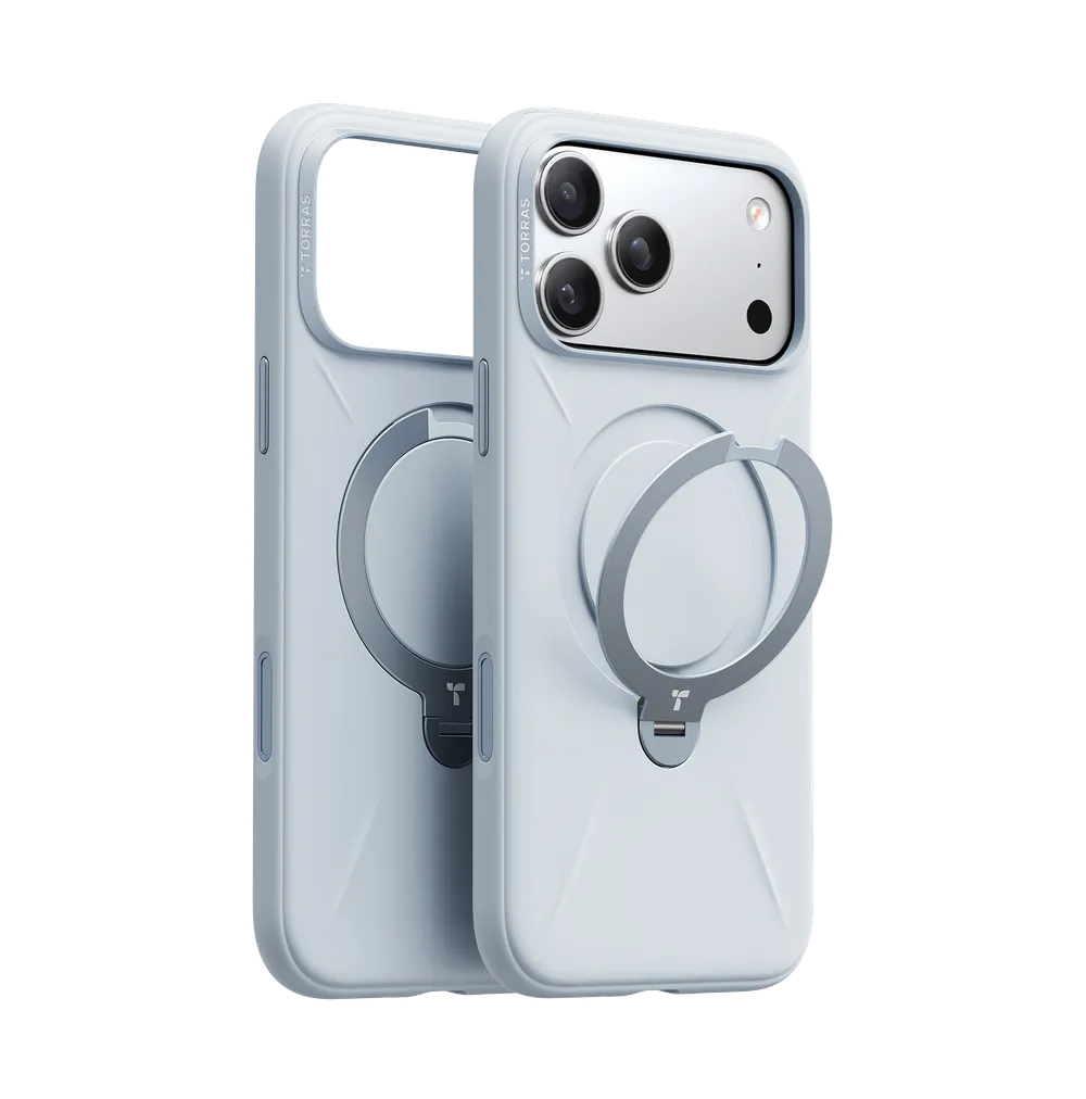 Silikon-Magnethülle mit 360° drehbarem Ständer für iPhone 17 Pro Max, Babyblau Handyhülle
