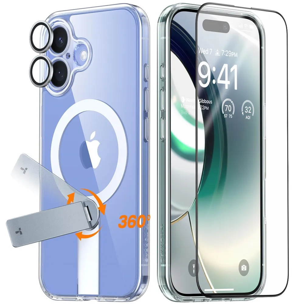 Pstand Spin 3-in-1 Bundle für iPhone 16 Clear Handyhülle