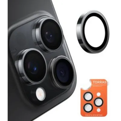 Kameraglas Torras Lensguard für iPhone 16 Pro Max Schwarz