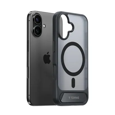 Funda para móvil Torras Pstand Cover Schwarz Kompatibel iPhone 16 6,1" MagSafe Ständer