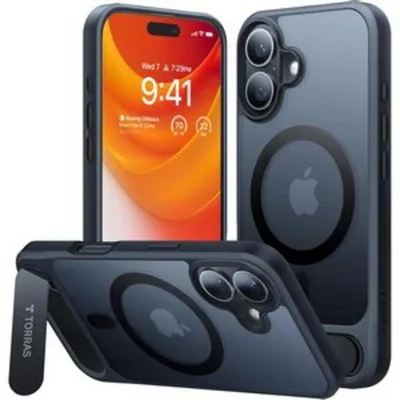 Funda para móvil Torras Pstand Magnetische Hülle Schwarz für iPhone 16 Plus