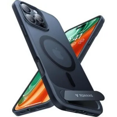 Funda para móvil Torras Pstand Serie starre magnetische schwarze Hülle für iPhone 16 Pro Max
