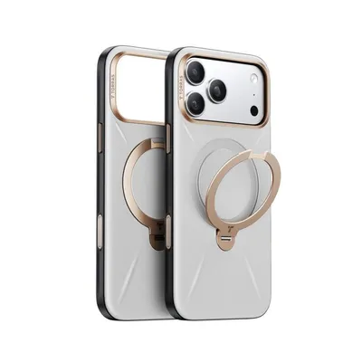 Funda für Handy Torras Ostand Spin Vegskin Grau Magnetischer Ständer für iPhone 17 Pro